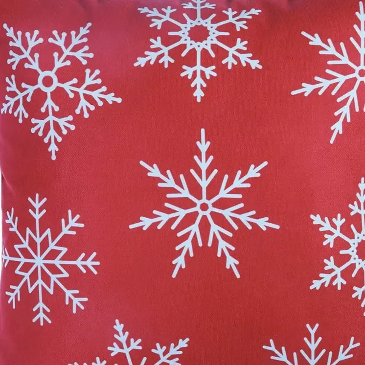 Set Of Four Red 18" Christmas Snowflakes Throw Pillow Covers