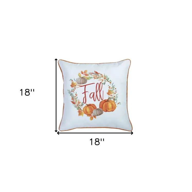 Set of Four 18" Brown Orange And White Fabric Throw Pillow Covers