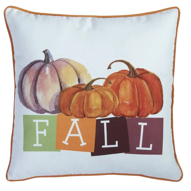 Set of Four 18" Orange And White Fabric Throw Pillow Covers