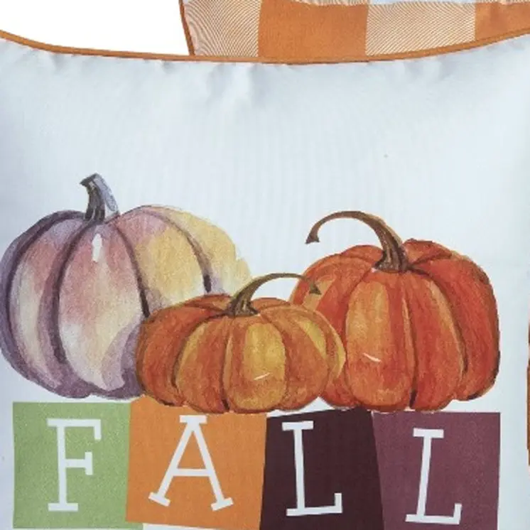 Set of Four 18" Orange And White Fabric Throw Pillow Covers