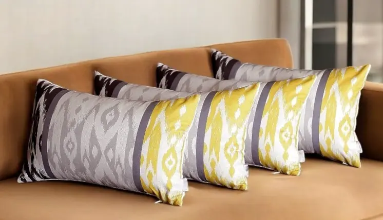 Set of Four 12" X 20" Gray Fabric Lumbar Throw Pillow Covers