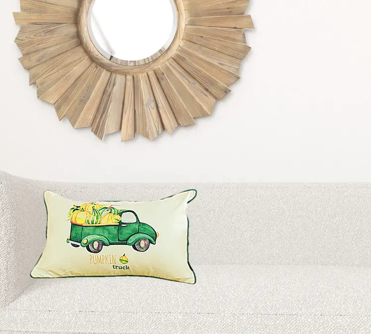 Set of Four 12" X 20" Green And White Fabric Lumbar Throw Pillow Covers