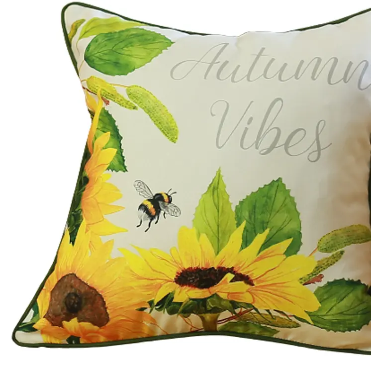 Set of Two 18" Green And White Fabric Throw Pillow Covers