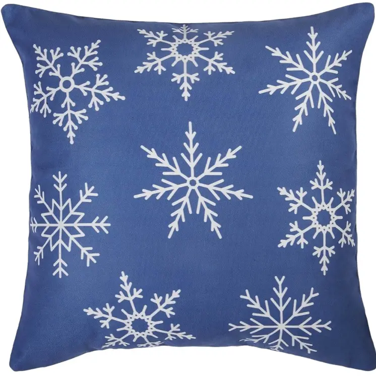 Set Of Two Blue 18" Holiday Snowflakes Throw Pillow Covers