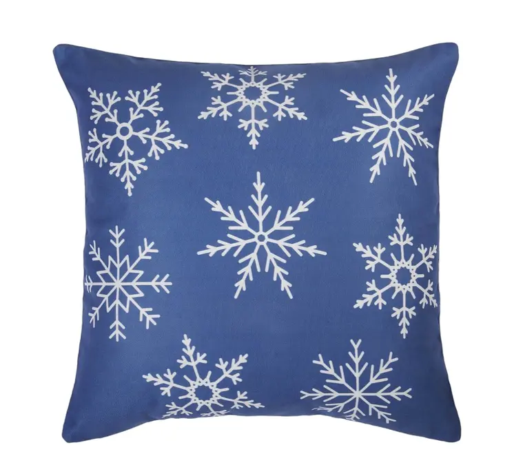 Set Of Two Blue 18" Holiday Snowflakes Throw Pillow Covers