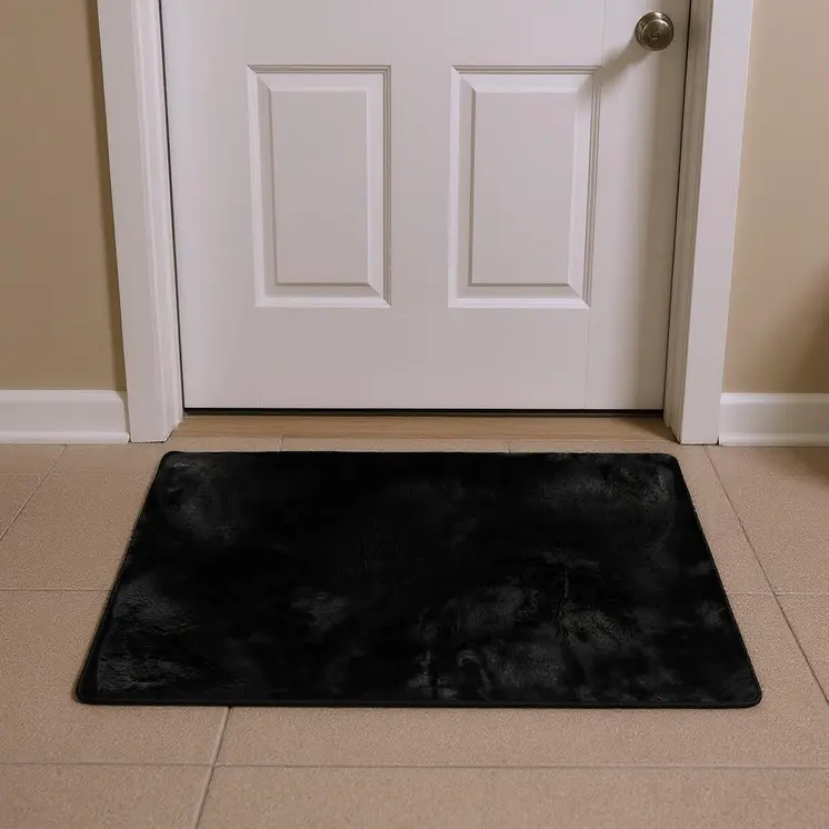 3' X 5' Black Faux Fur Area Rug