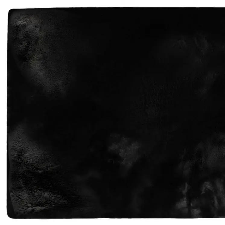 3' X 5' Black Faux Fur Area Rug