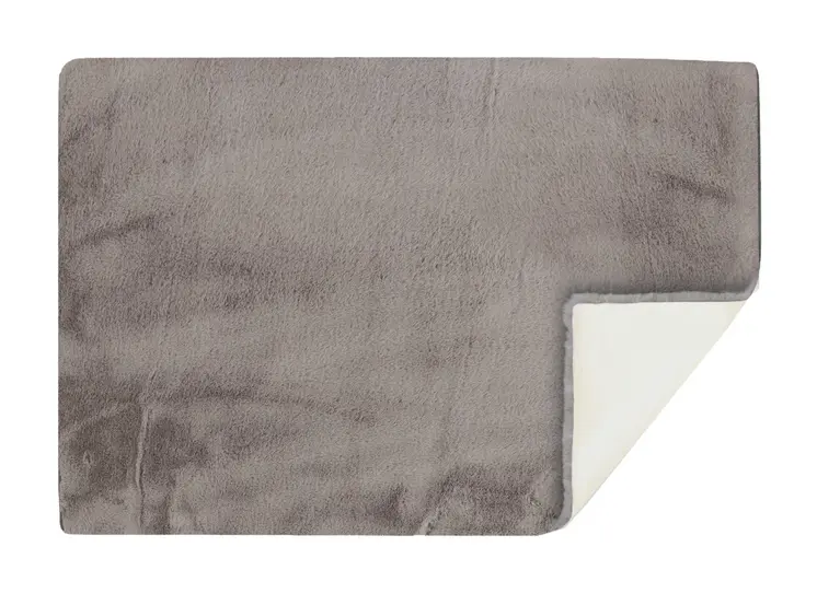 5' X 8' Gray Faux Fur Washable Area Rug
