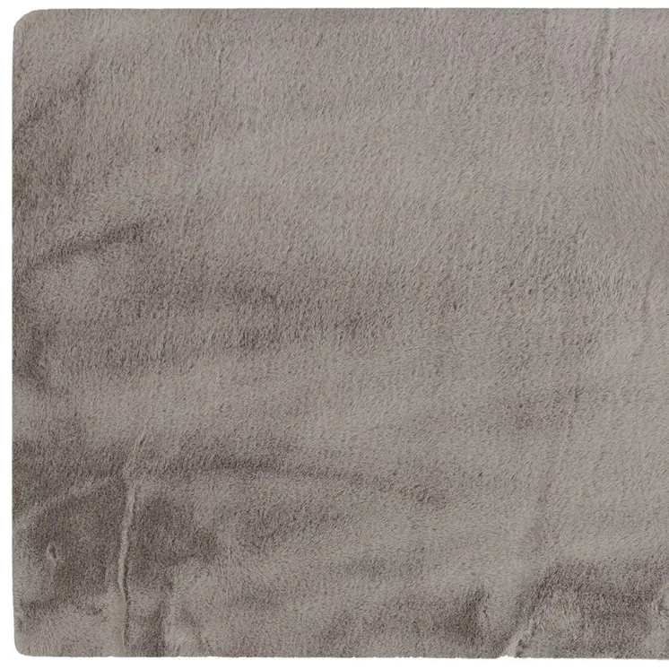 5' X 8' Gray Faux Fur Washable Area Rug