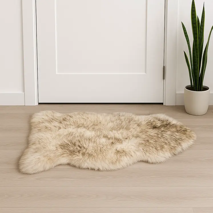 2' X 3' Cream Shag Area Rug