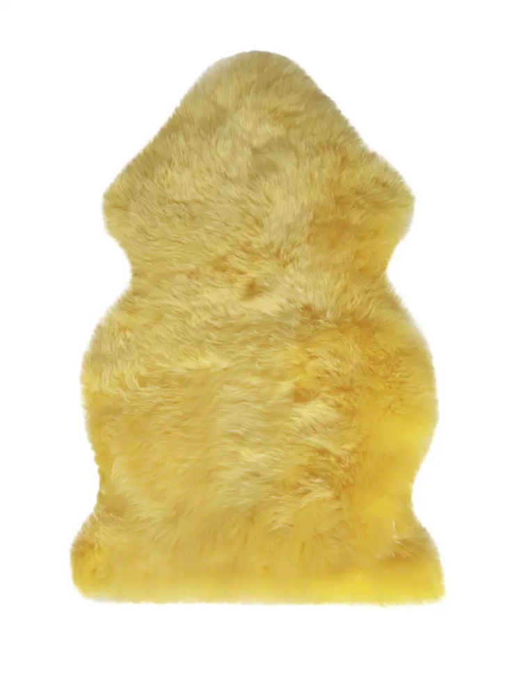 2' X 3' Yellow New Zealand Lambs Wool Handmade Area Rug