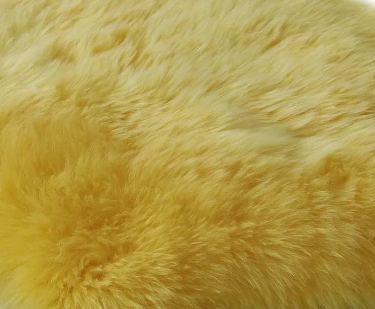 2' X 3' Yellow New Zealand Lambs Wool Handmade Area Rug