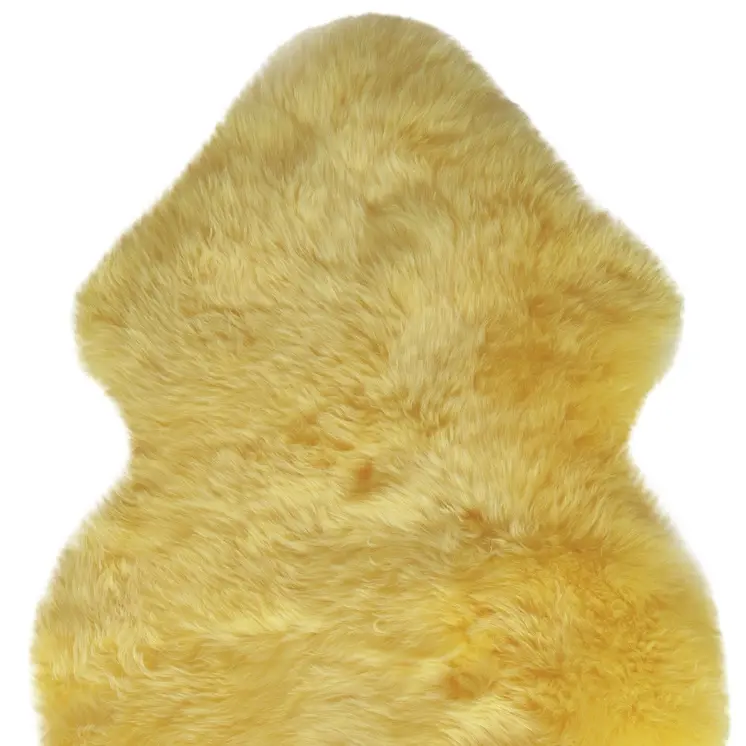 2' X 3' Yellow New Zealand Lambs Wool Handmade Area Rug