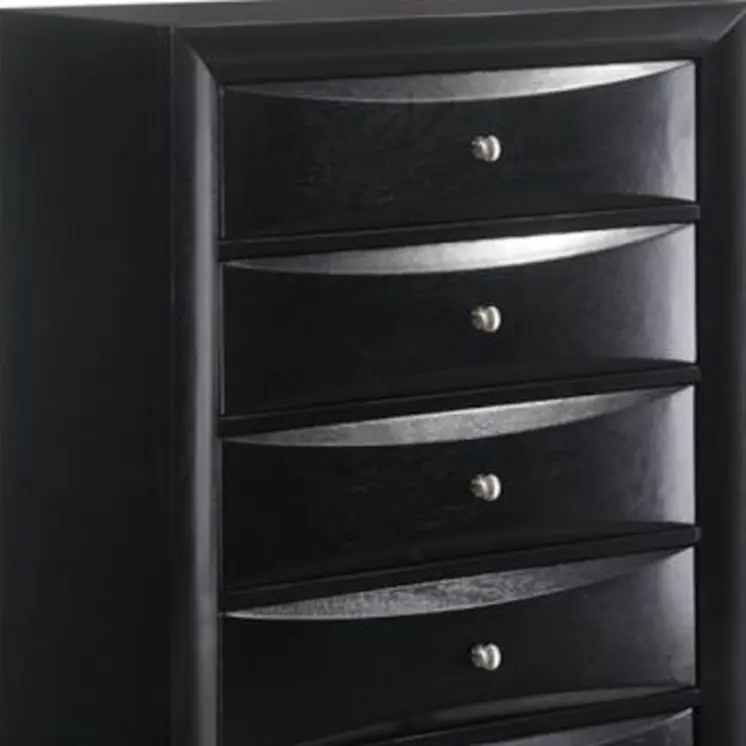 32" Black Solid Wood Five Drawer Standard Chest