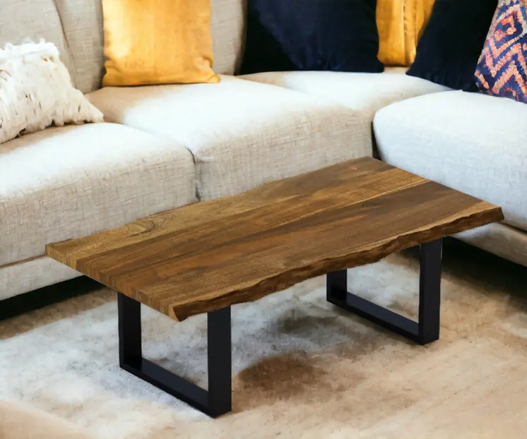 Modern Rustic Live Edge Acacia Wood Coffee Table