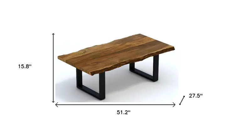 Modern Rustic Live Edge Acacia Wood Coffee Table