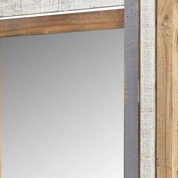 32" Gray Natural and White Wood Framed Accent Mirror
