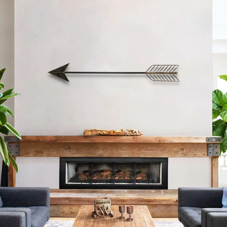 Burnished Dark Brown And Gold Tone Metal Arrow Wall Decor
