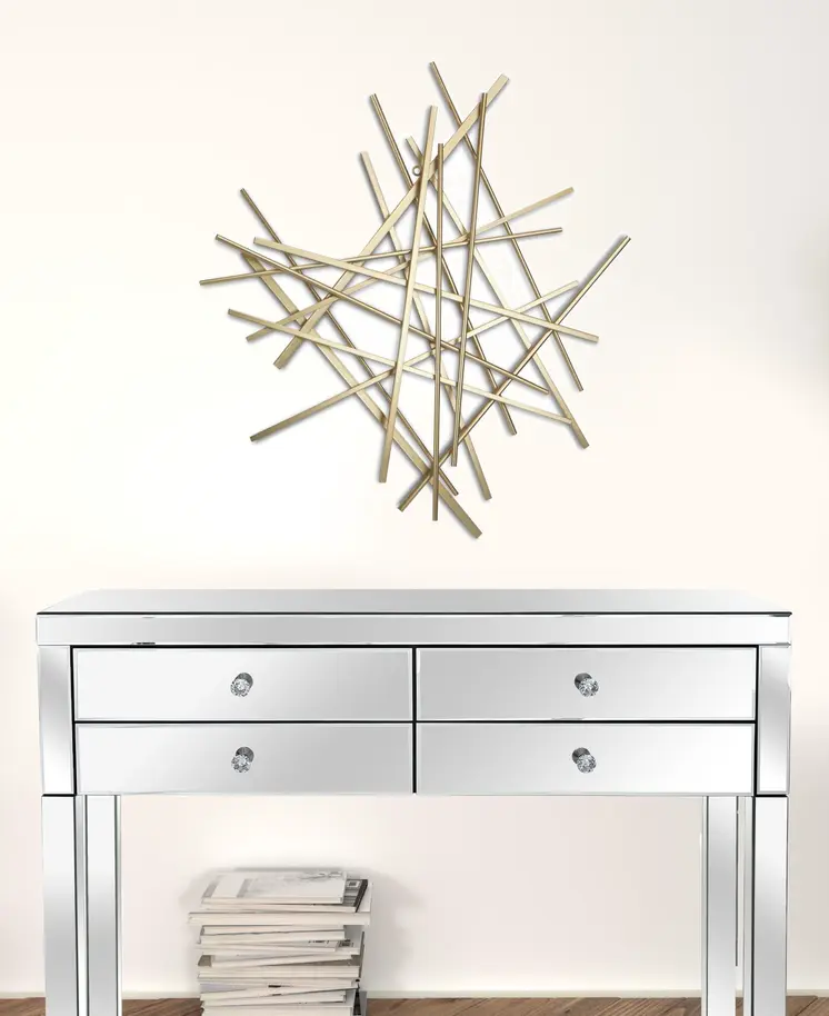 Gold Metal Abstract Linear Strips Wall Art Decor