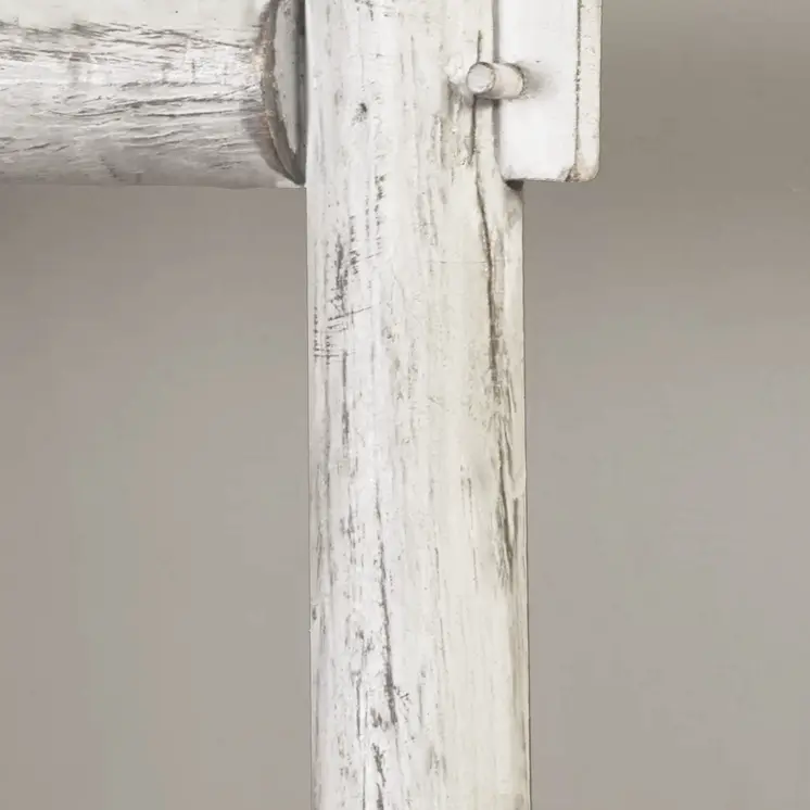 72" White Rustic Six Step Wood Ladder Shelf