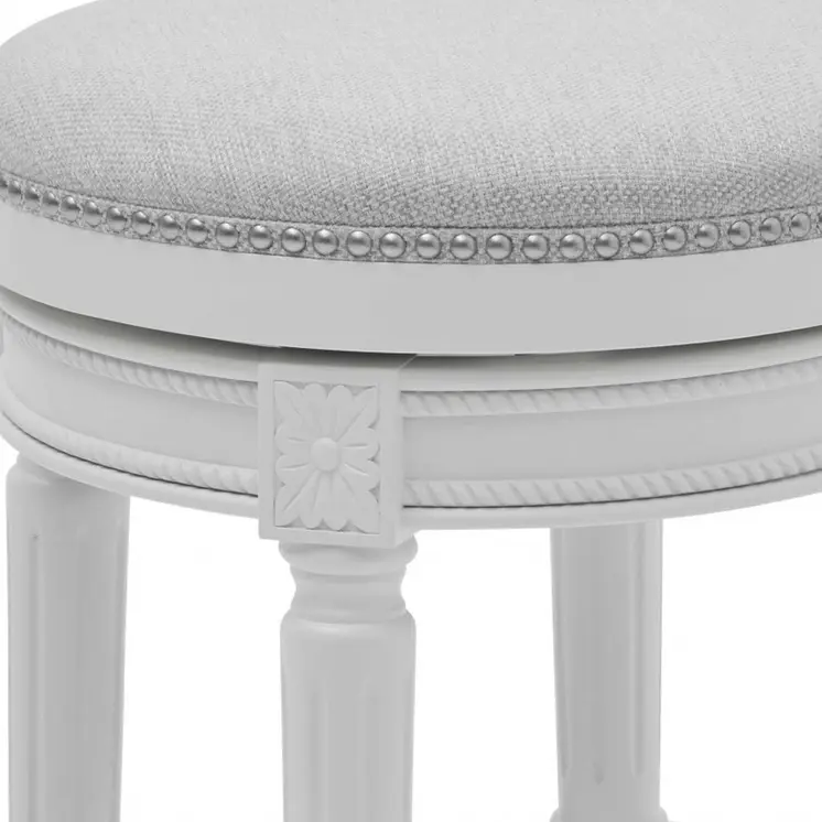 26" Gray Solid Wood Backless Bar Height Swivel Bar Chair