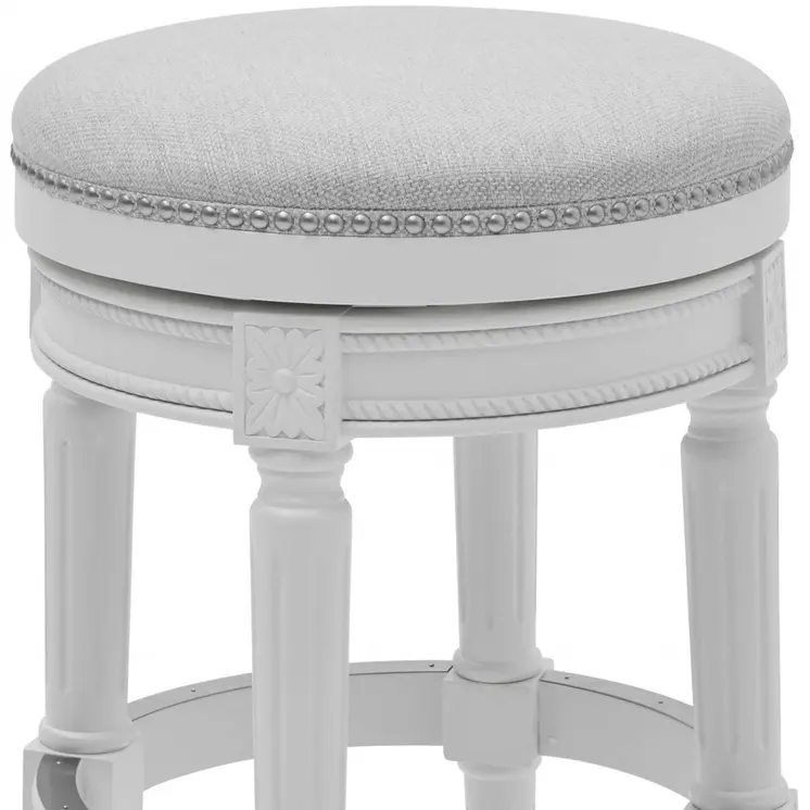 26" Gray Solid Wood Backless Bar Height Swivel Bar Chair