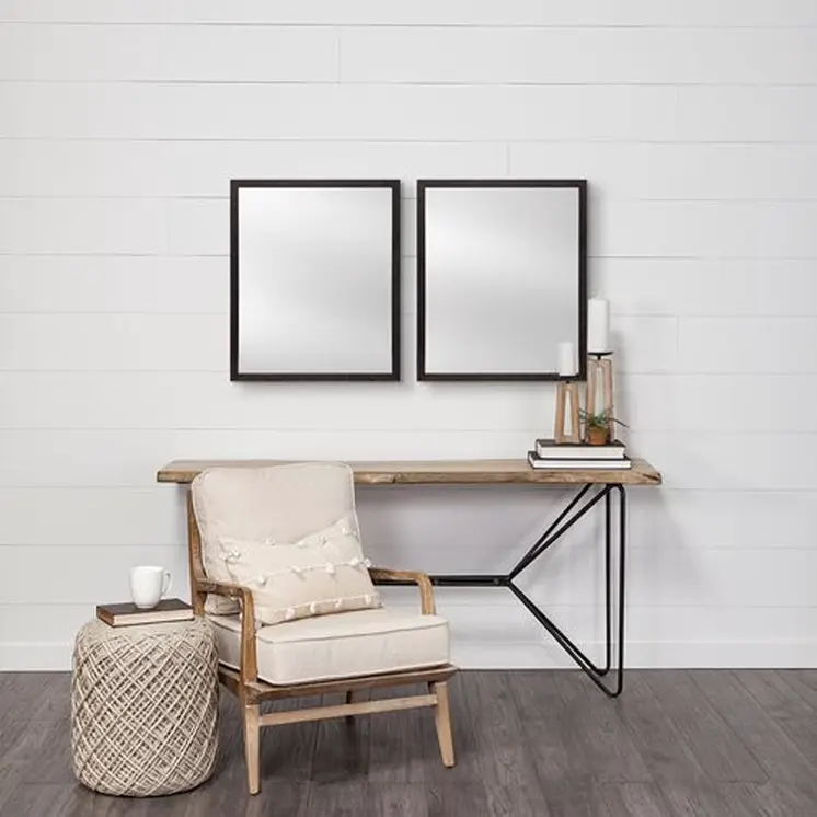 Rectangle Black Accent Mirror With Oxidized Finish Frame