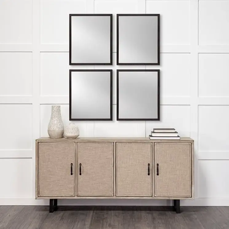 Rectangle Black Accent Mirror With Oxidized Finish Frame