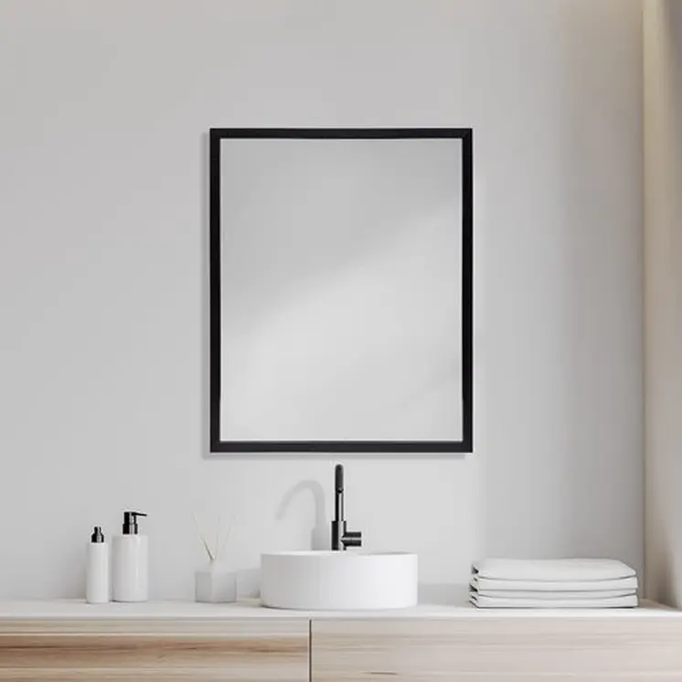 Rectangle Espresso Accent Mirror With Lakeside Design