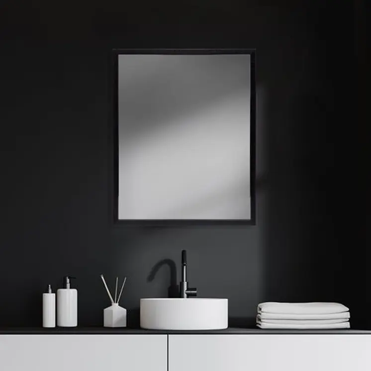 Rectangle Espresso Accent Mirror With Lakeside Design