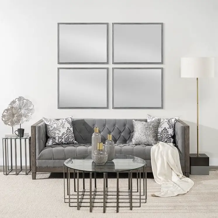Rectangle Grey Accent Mirror With Driftwood Quality Frame