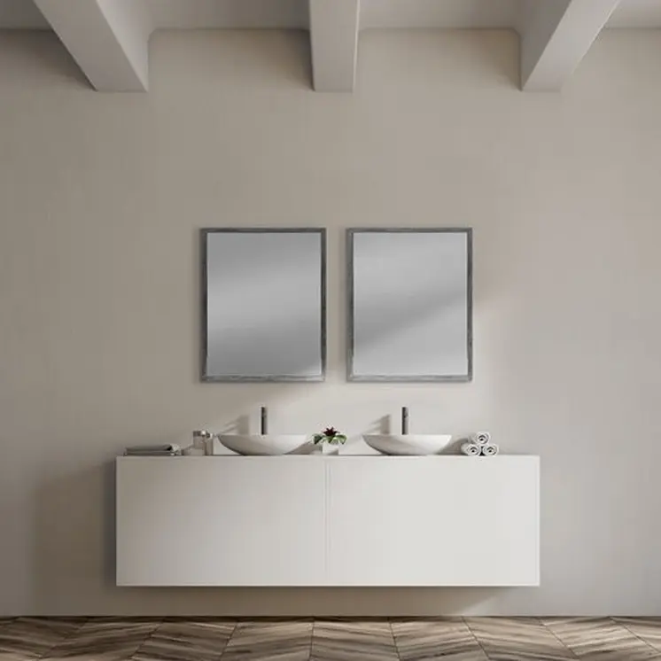 Rectangle Grey Accent Mirror With Driftwood Quality Frame