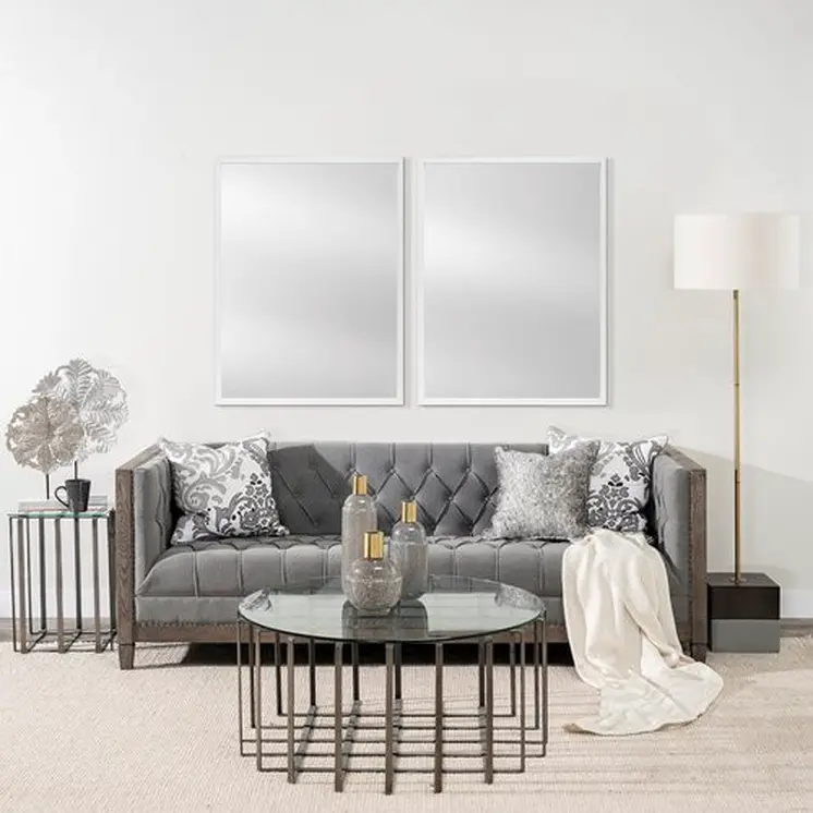 Rectangle White Accent Mirror With Crisp White Finish Frame