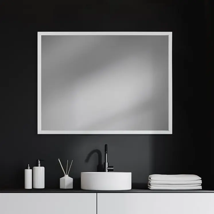 Rectangle White Accent Mirror With Crisp White Finish Frame