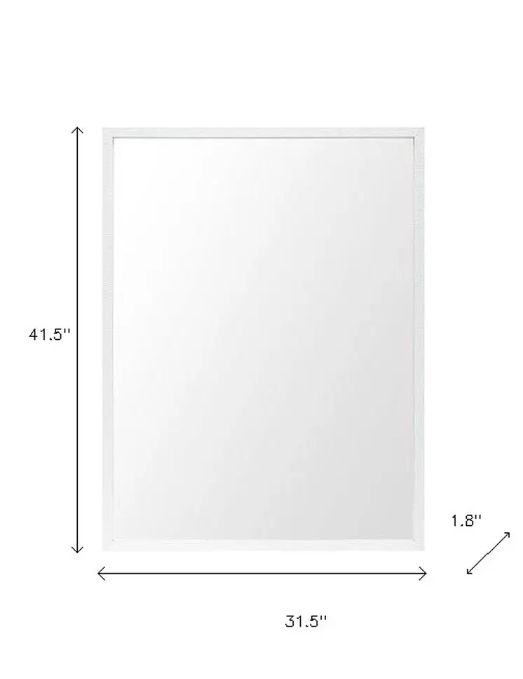 Rectangle White Accent Mirror With Crisp White Finish Frame