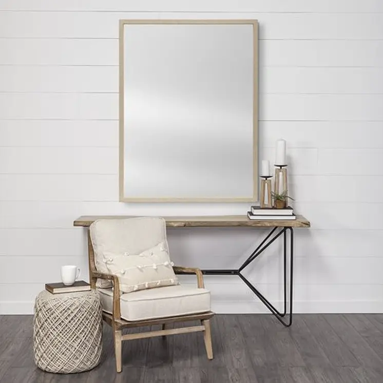 Rectangle Natural Accent Mirror With Matte Finish Frame