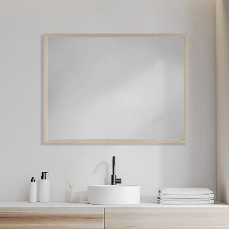 Rectangle Natural Accent Mirror With Matte Finish Frame