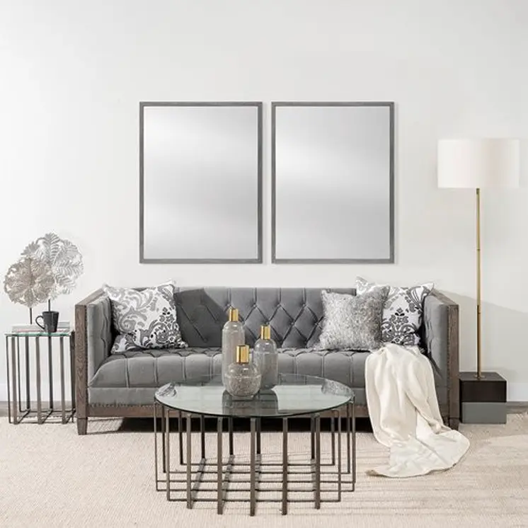 Rectangle Grey Accent Mirror With Driftwood Quality Frame