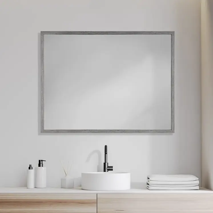 Rectangle Grey Accent Mirror With Driftwood Quality Frame