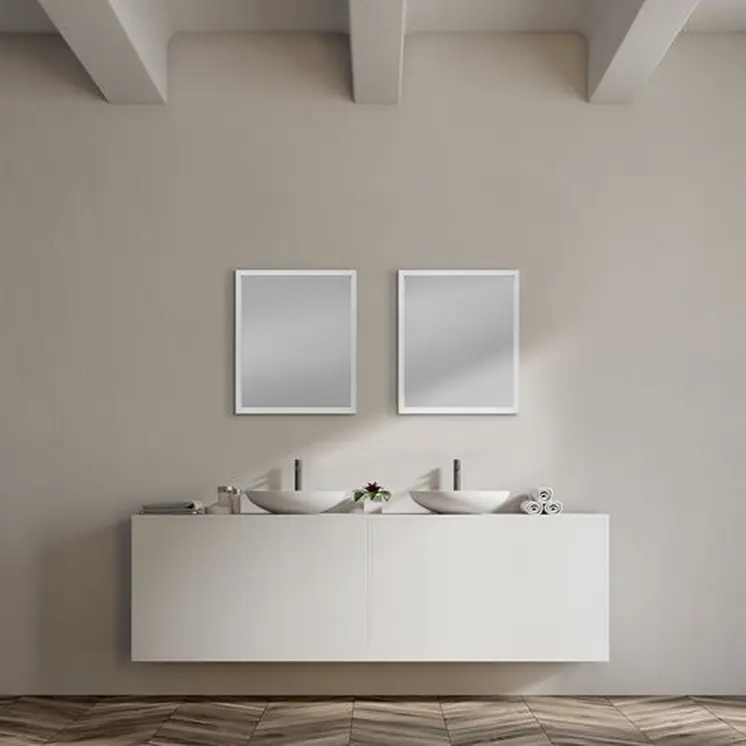 Rectangle White Accent Mirror With Crisp White Finish Frame