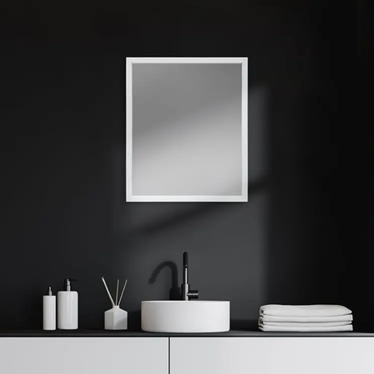 Rectangle White Accent Mirror With Crisp White Finish Frame
