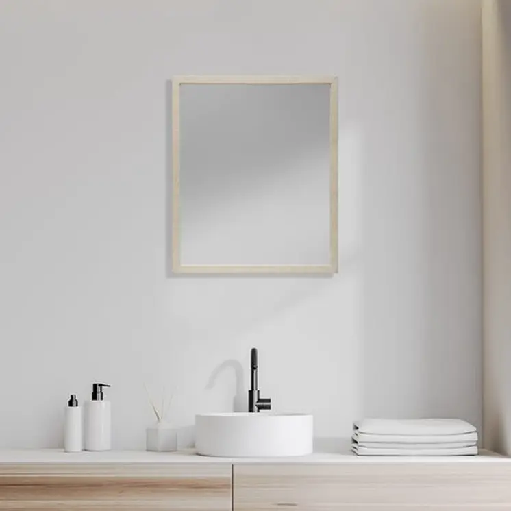 Rectangle Natural Accent Mirror With Matte Finish Frame