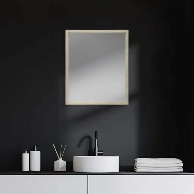 Rectangle Natural Accent Mirror With Matte Finish Frame