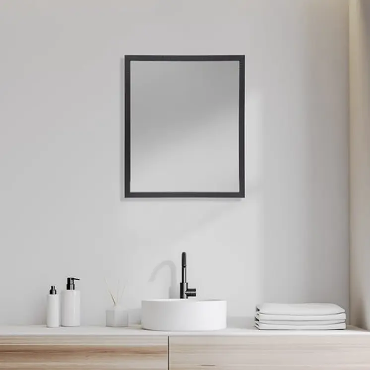 Rectangle Espresso Accent Mirror With Lakeside Design