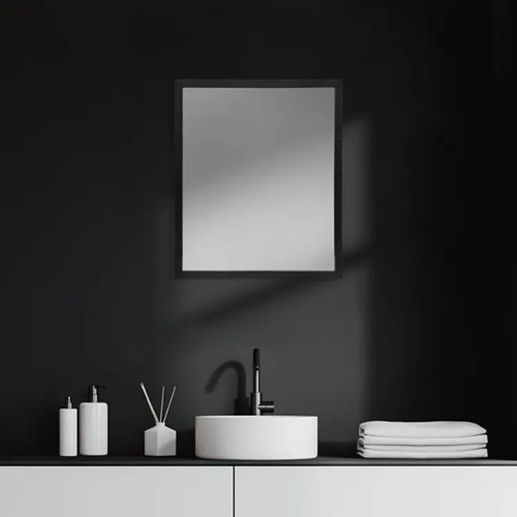 Rectangle Espresso Accent Mirror With Lakeside Design