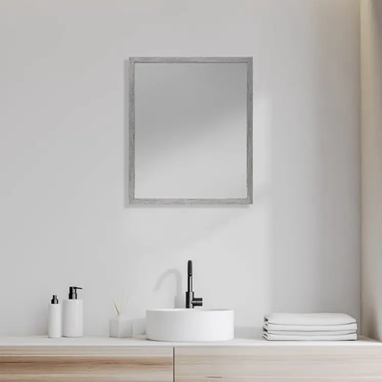 Rectangle Grey Accent Mirror With Driftwood Quality Frame