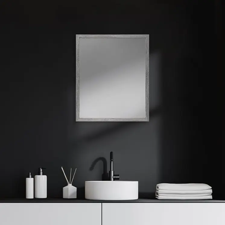 Rectangle Grey Accent Mirror With Driftwood Quality Frame