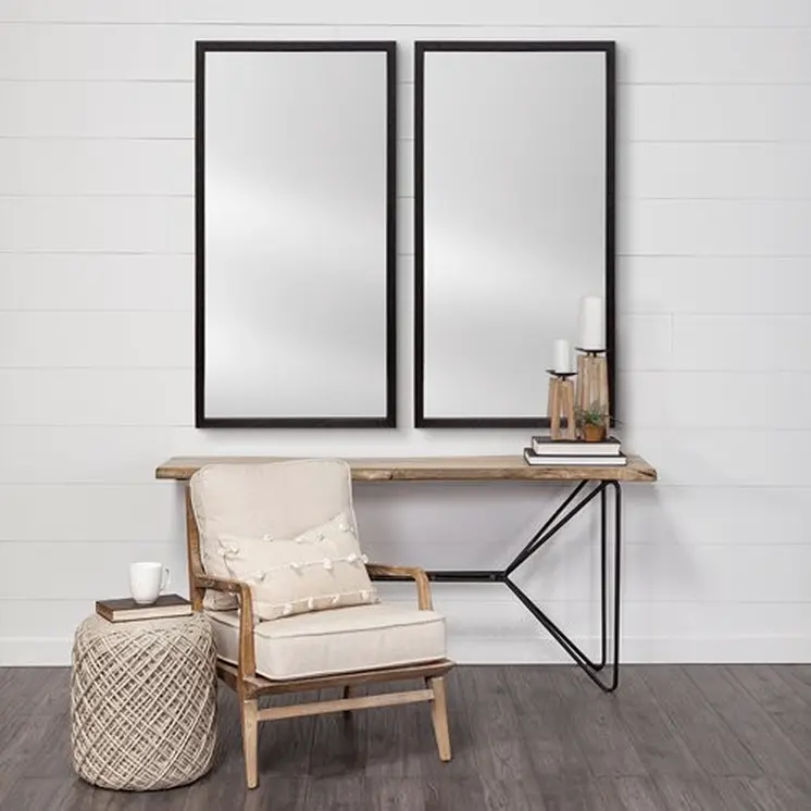 Rectangle Black Accent Mirror With Oxidized Finish Frame