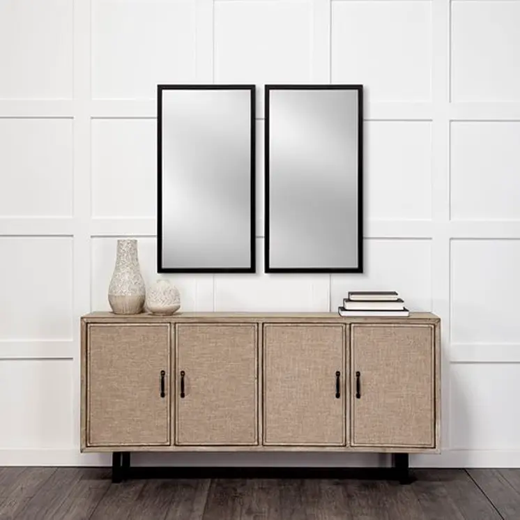 Rectangle Black Accent Mirror With Oxidized Finish Frame