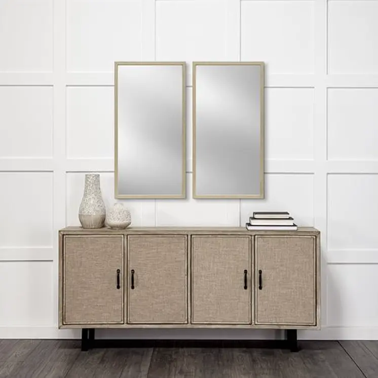 Rectangle Natural Accent Mirror With Matte Finish Frame